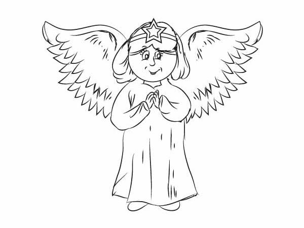 Online coloring book: Christmas Angel coloring page